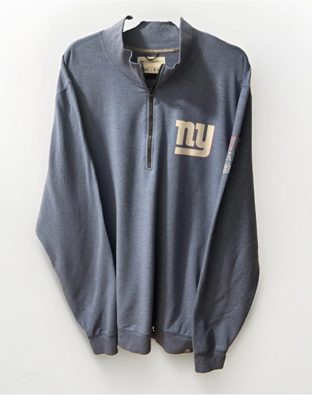 New York Giants Men's Navy Quarter-Zip Pullover Sweater 2XL